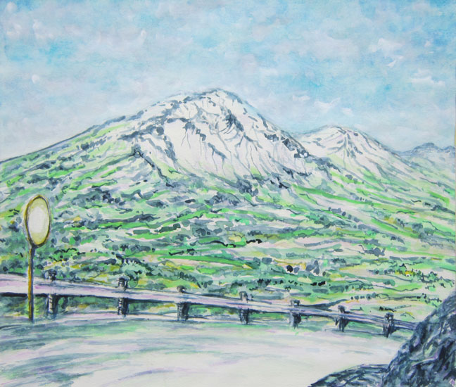 浅間遠望:水彩F10号 深町宜司作品