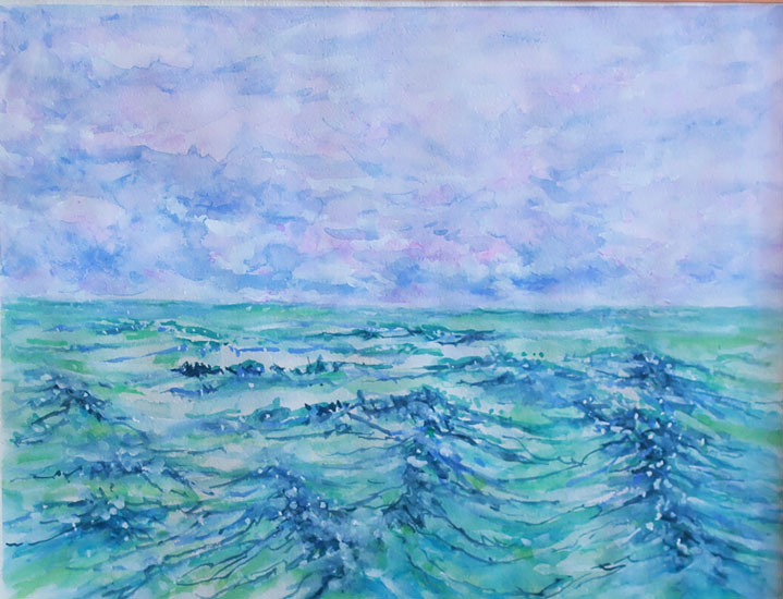 海:水彩F6号 深町宜司作品