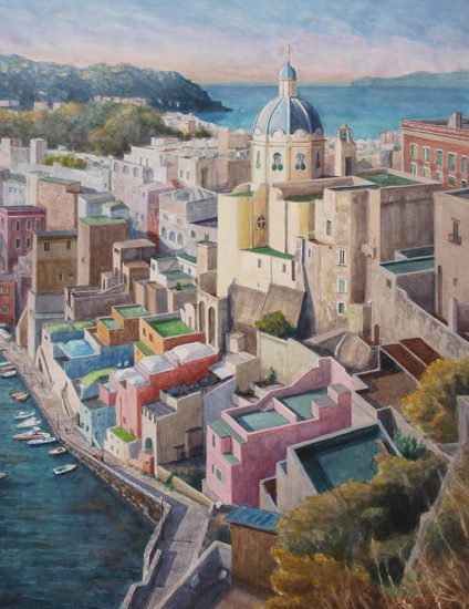 プロチダ(Procida、ナポリ沖):水彩F50号 蓮見幸輝作品