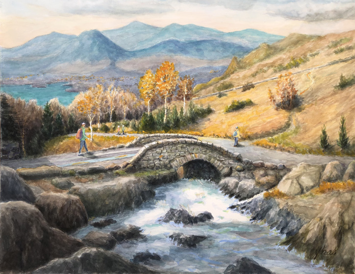 湖水地方、Ashness Bridge(英):水彩F50号 蓮見幸輝作品