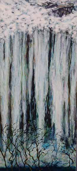 氷瀑(梨木温泉):アクリル:47×95㎝ 入谷 忠作品