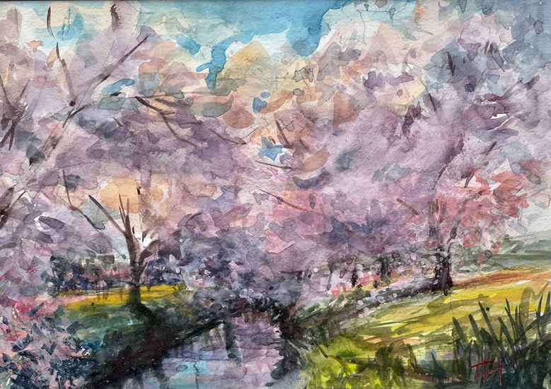 弥生の桜:水彩F4号 葛西朋子作品