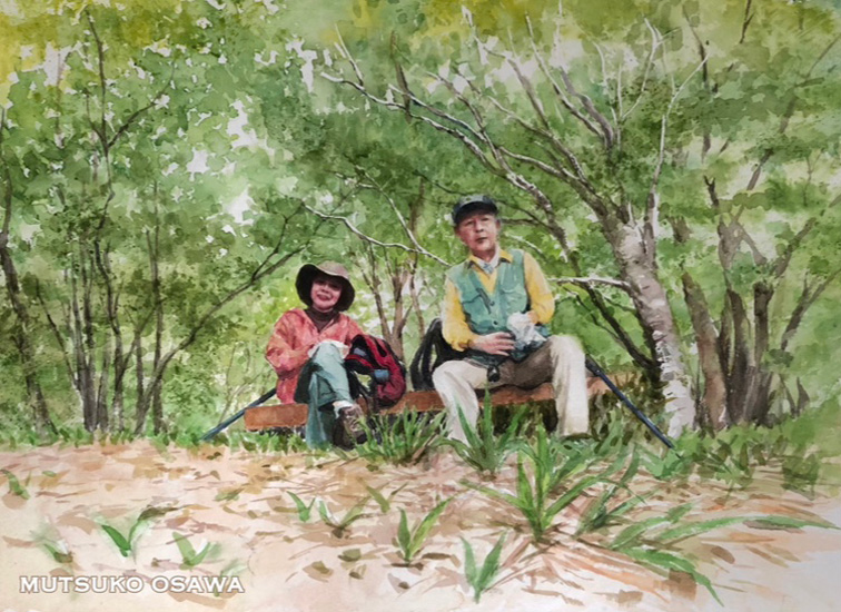 父と母:水彩 F4号 大澤睦子作品