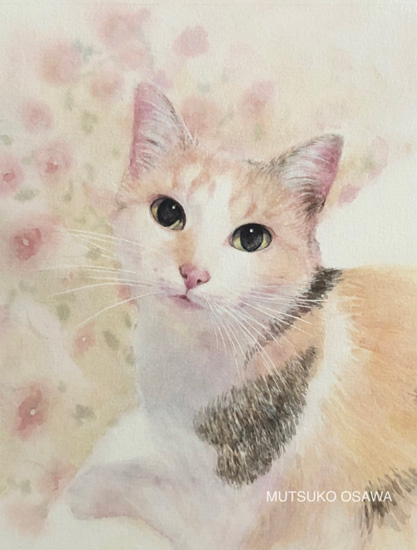 Love call:水彩 色紙 大澤睦子作品
